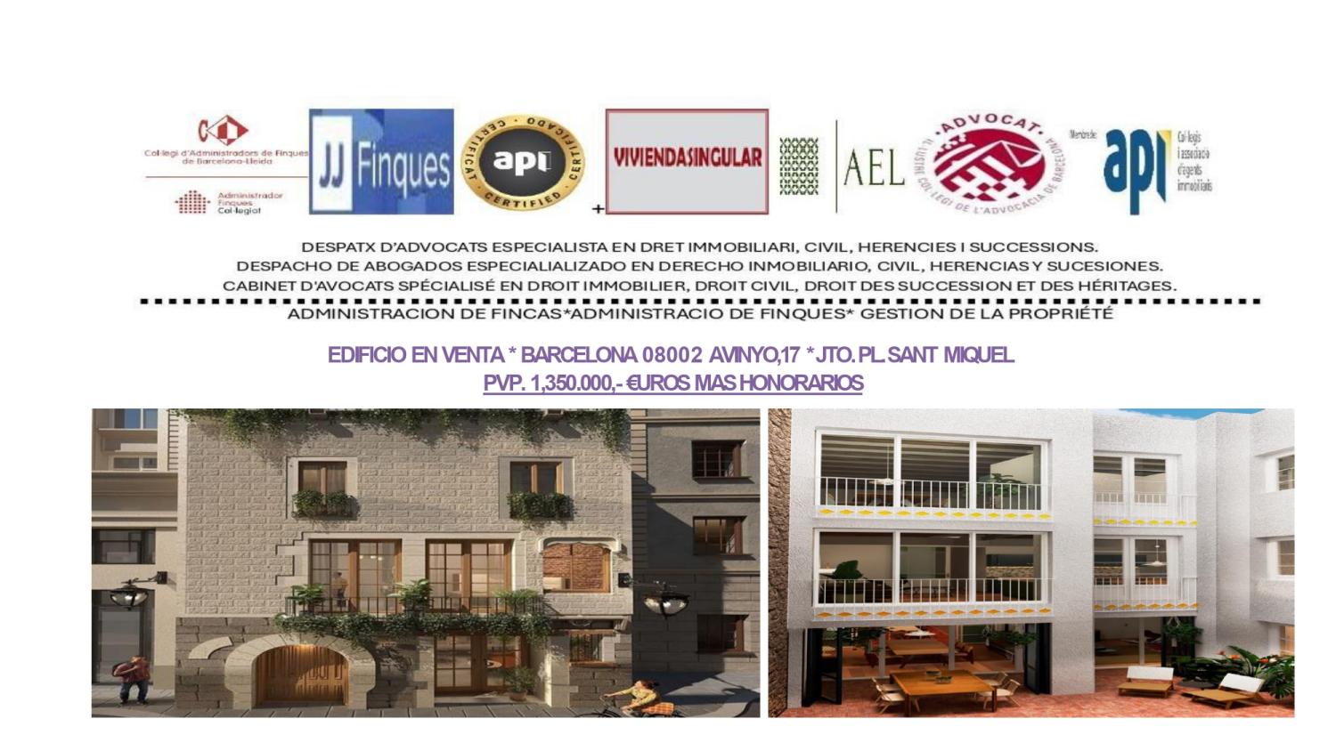  en venta edificio Ciutat Vella-Gòtic Barcelonès 1
